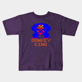 Donkey King Pixel Art - Retro Villains Kids T-Shirt